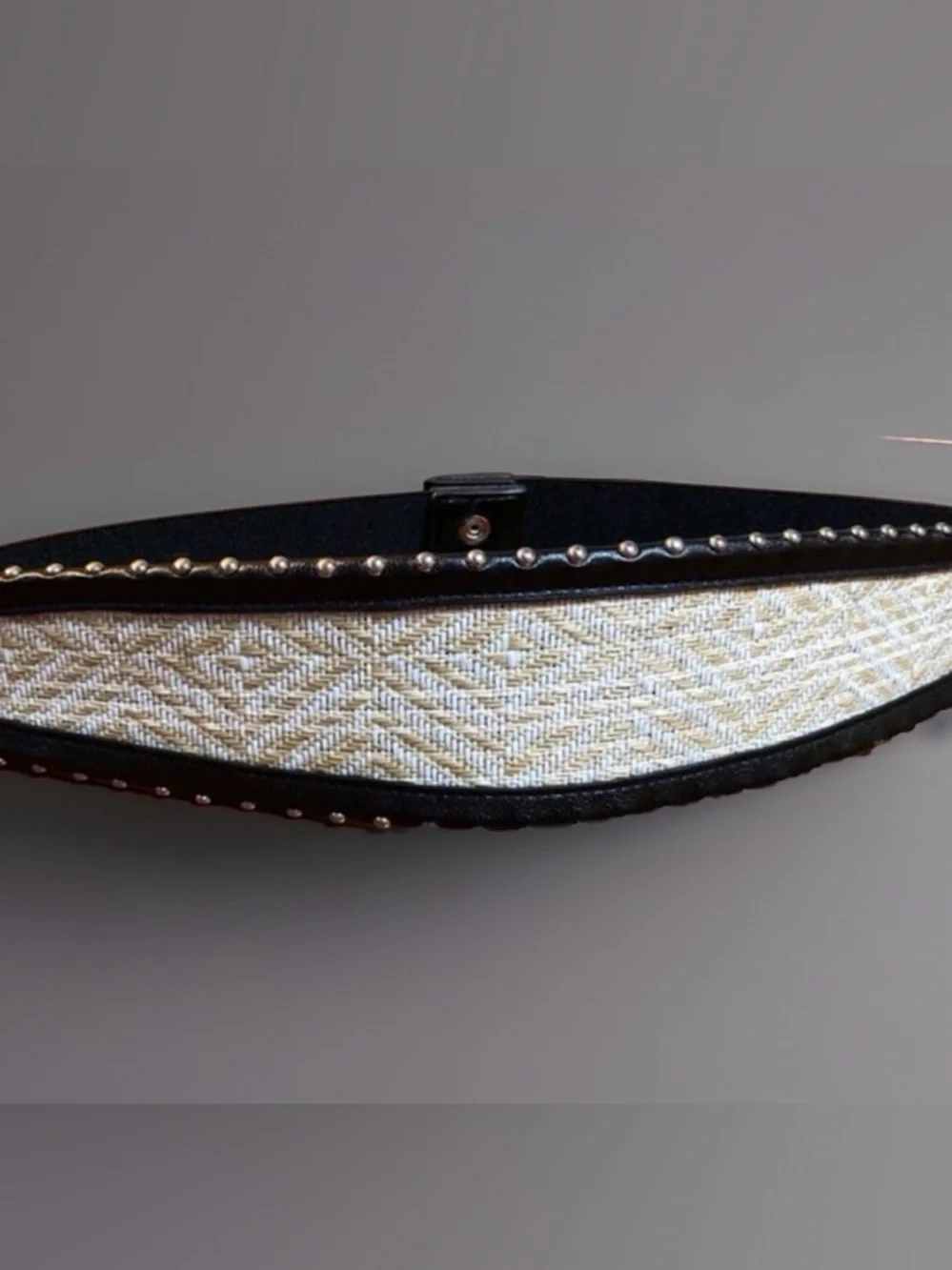 Ivory Woven Black Silver Studded BoHo Hippy Belt